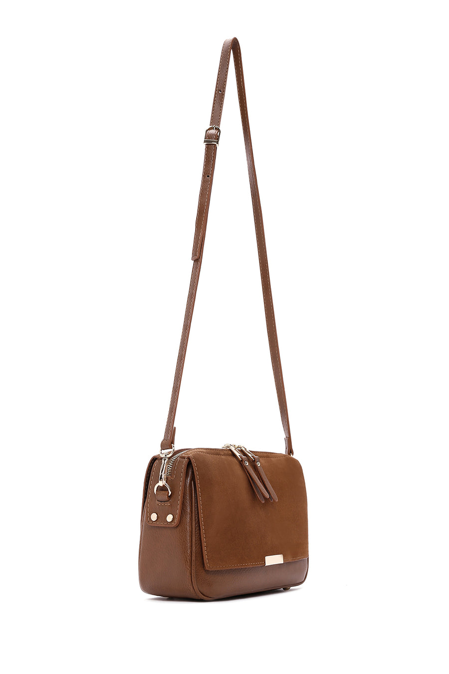 Women's Tan Long Strap Crossbody Bag