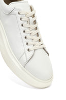 Men's White Lace-Up Thick-Soled Leather Sneaker | Derimod