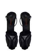 Woman Black Ankle-Buckle High Thin-Heeled Leather Sandal | Derimod