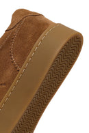 Woman Tan Lace-Up Thick-Soled Suede Leather Sneaker | Derimod