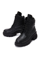 Women's Black Leather Lace-Up Boots | Derimod