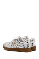 Women's Silver Lace-Up Metallic Sneakers | Derimod