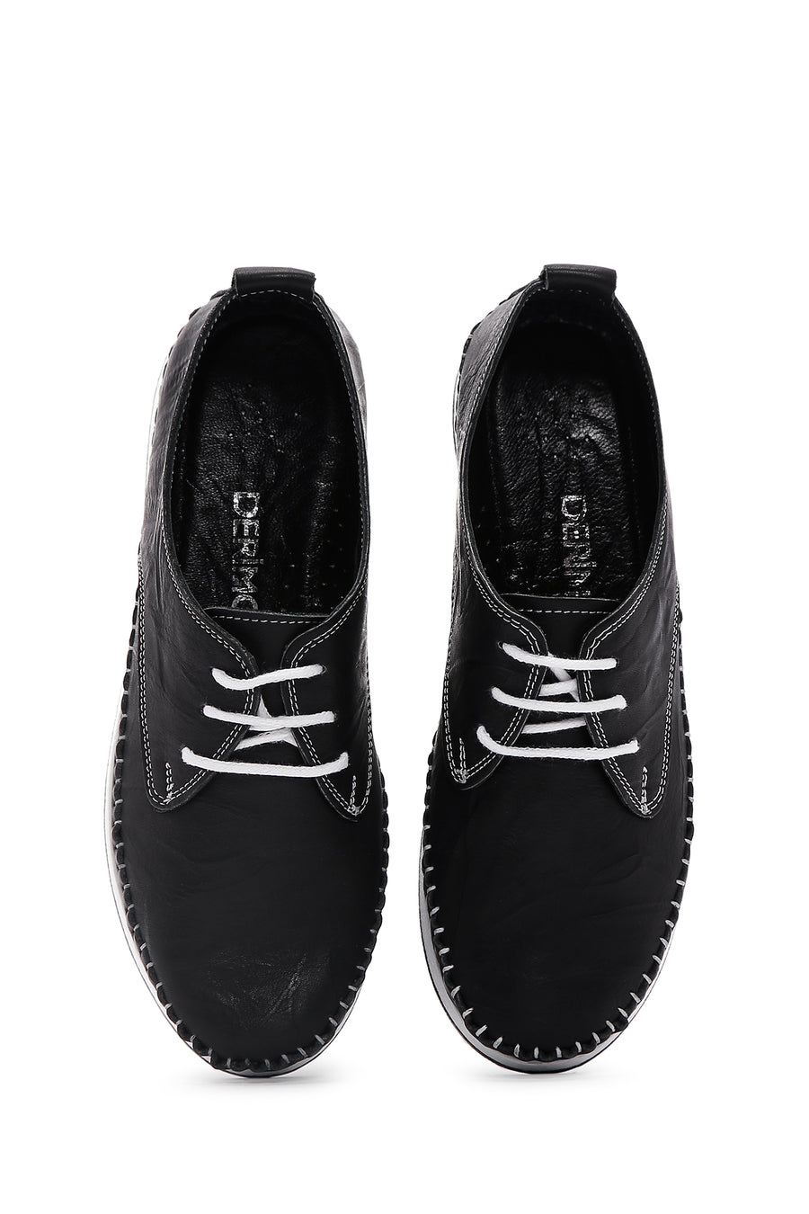 Women's Black Leather Comfort Shoes