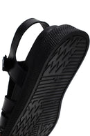 Women's Black Strappy Leather Comfort Sandals | Derimod