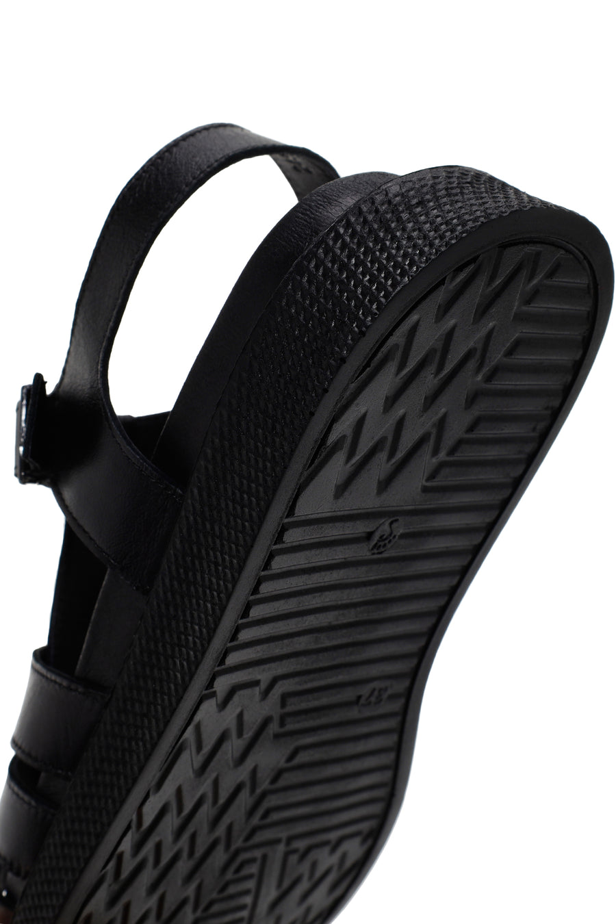 Women's Black Strappy Leather Comfort Sandals