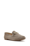 Women's Mink Buckled Suede Leather Masculine Loafer | Derimod