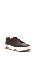 Male Brown Lace-Up Thick-Soled Leather Sneaker | Derimod