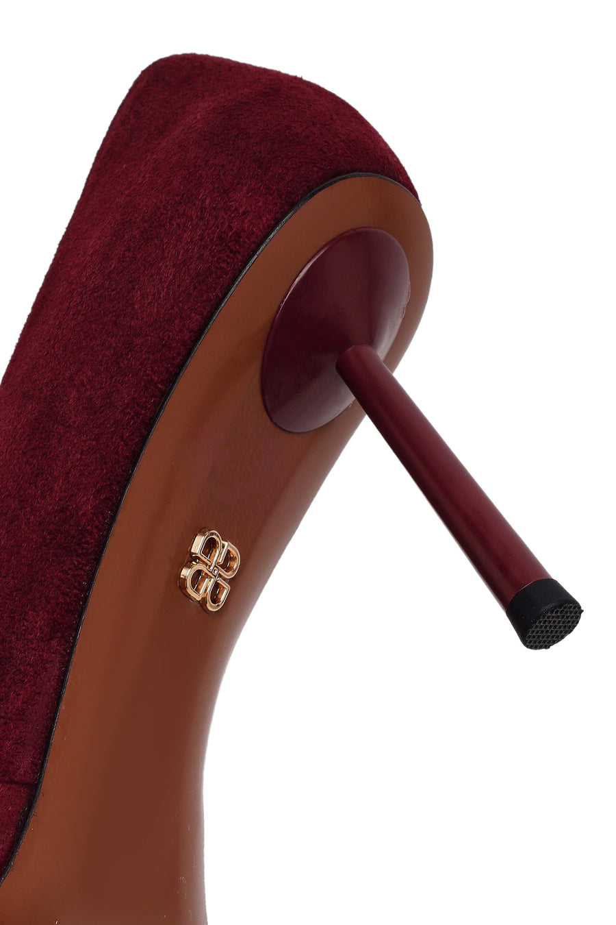 Woman Burgundy Thin-Heeled Suede Stiletto