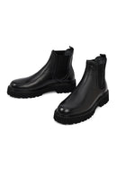 Male Black Thick-Soled Leather Chelsea Boots | Derimod