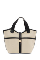 Women's Cream Long Strap Fabric Handbag | Derimod