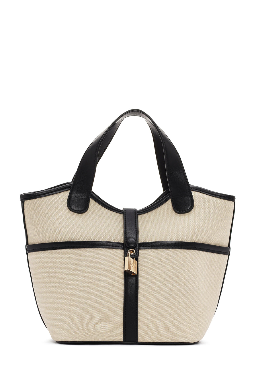 Women's Cream Long Strap Fabric Handbag
