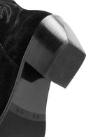 Women's Black Suede Leather Heeled Cowboy Boots | Derimod