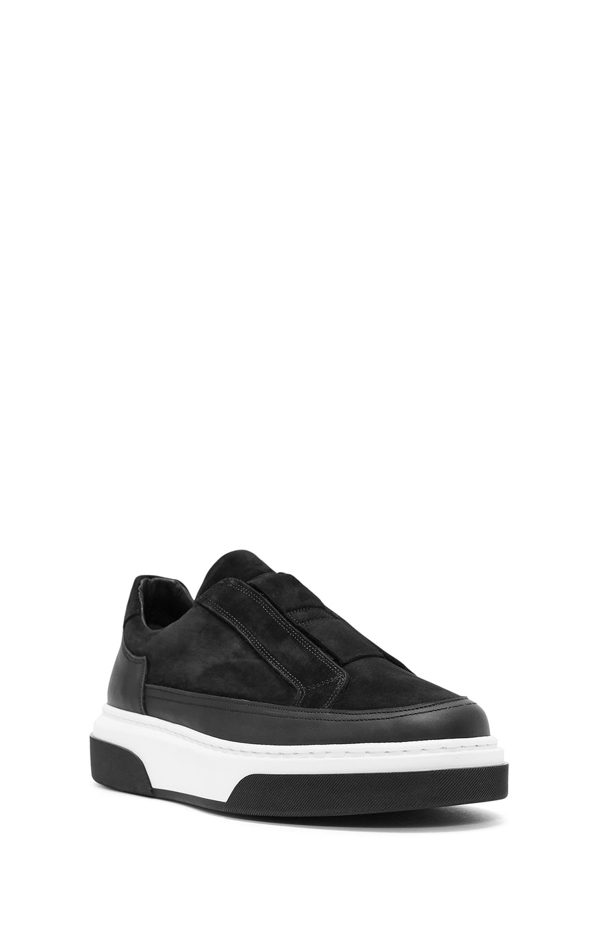 Erkek Siyah Bağcıklı Kalın Tabanlı Süet Deri Sneaker