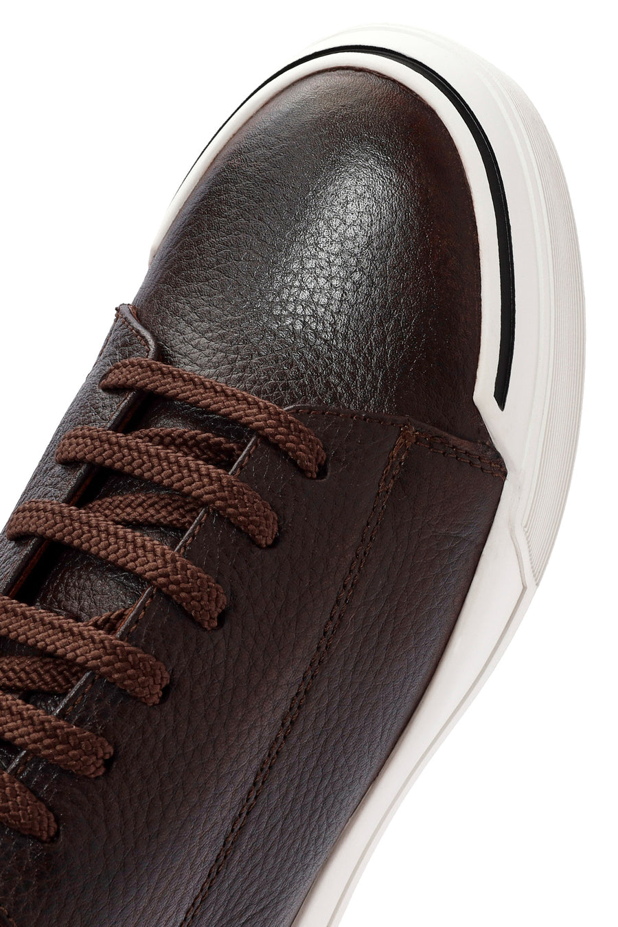 Men's Brown Lace-Up Leather Sneakers