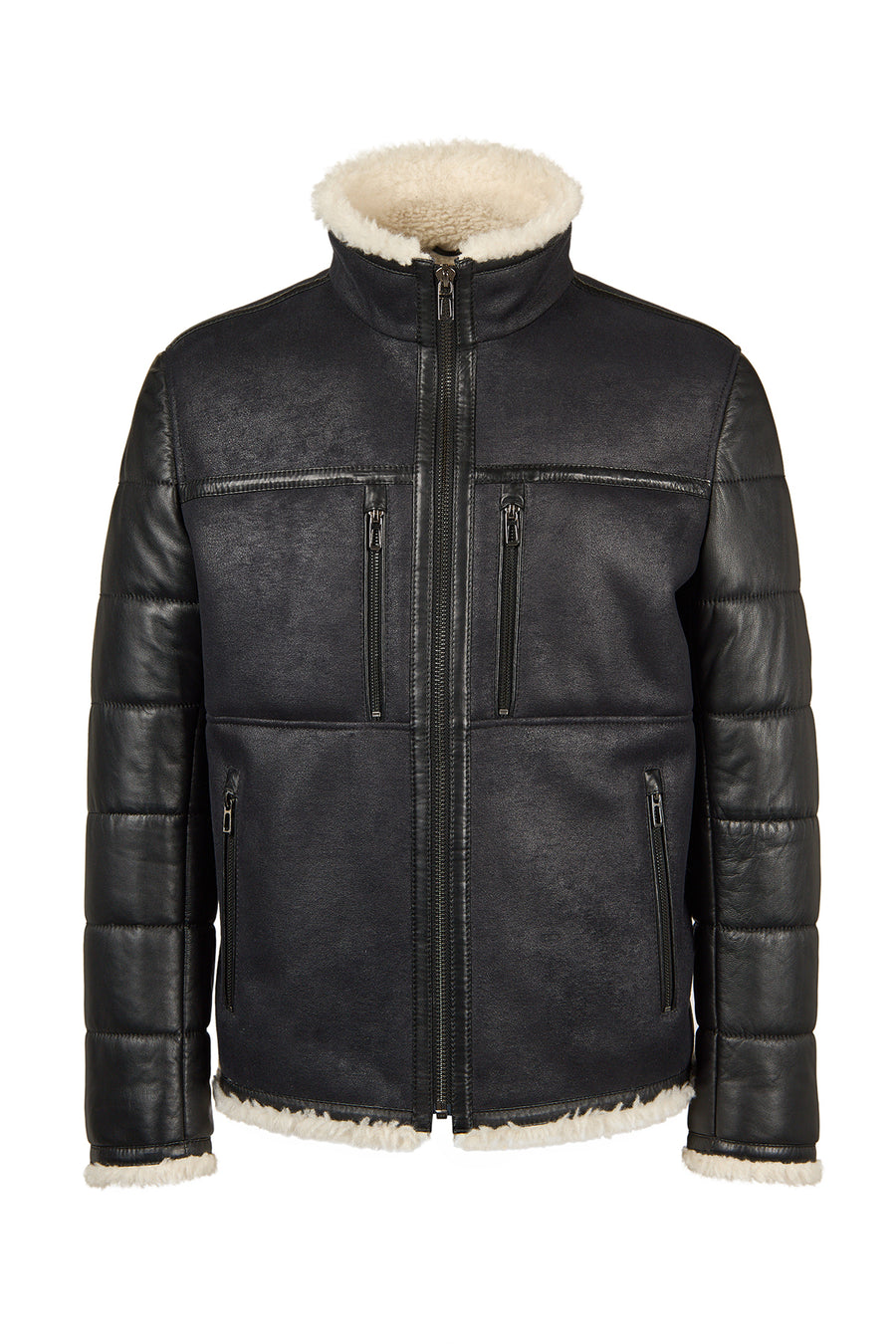 Zermatt Male Black Mandarin Collar Teddy Jacket