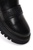 Harley Davidson Woman Black Glenn Zip Closure Thick-Soled Leather Boots | Derimod