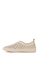 Woman Cream Patterned Leather Comfort Shoes | Derimod