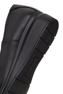 Woman Black Short Wedge-Heel Leather Comfort Shoes | Derimod