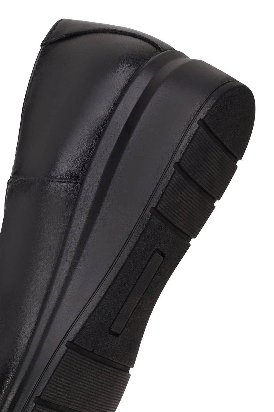 Woman Black Short Wedge-Heel Leather Comfort Shoes