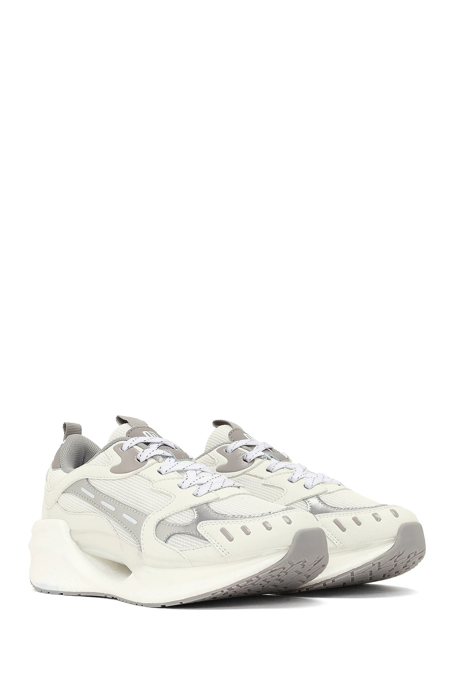 Derimod Studio Women's Silver Lace-Up Thick-Soled Sneaker