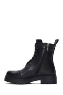 Women's Black Zippered Leather Boots | Derimod