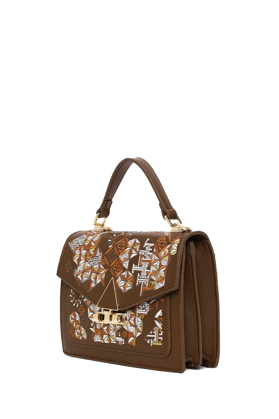 Woman Brown Long Strap Printed Shoulder Bag