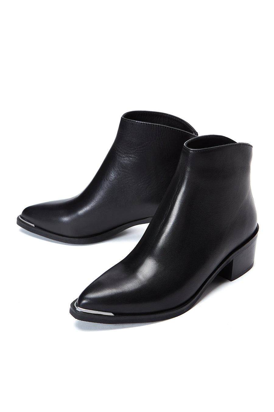 Women's Black Leather Heeled Classic Boots