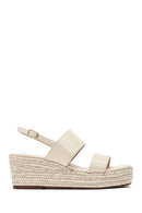 Women's Beige Ankle Buckle Wedge Heel Espadrille Sandals | Derimod