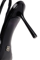 Woman Black Open-Back Thin-Heeled Patent Leather Leather Shoes | Derimod