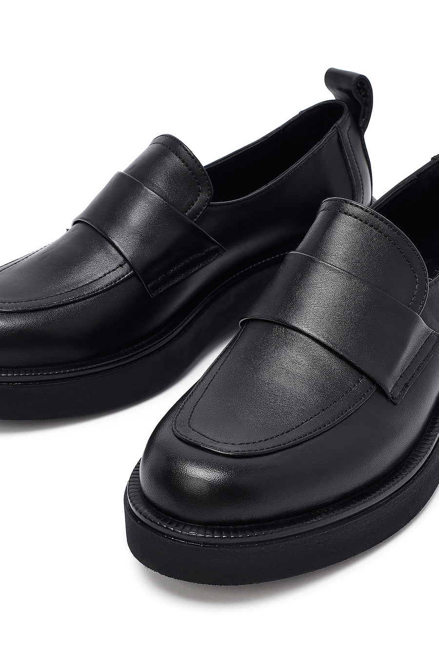 Kadın Siyah Deri Maskülen Loafer