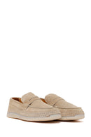 Men's Beige Chunky Suede Leather Loafers | Derimod