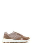 Woman Mink Laced Thick Sole Leather Sneakers | Derimod