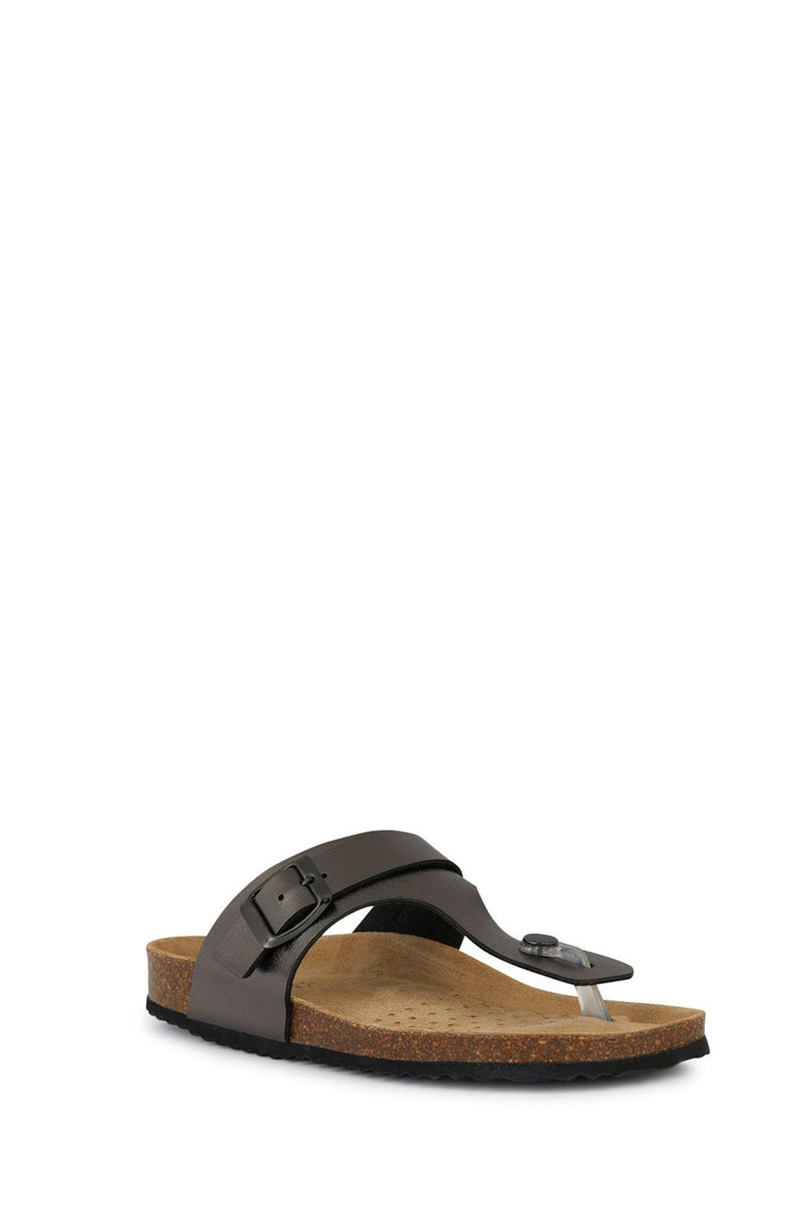 Geox Women's Gray Brionia Leather Flip Flops