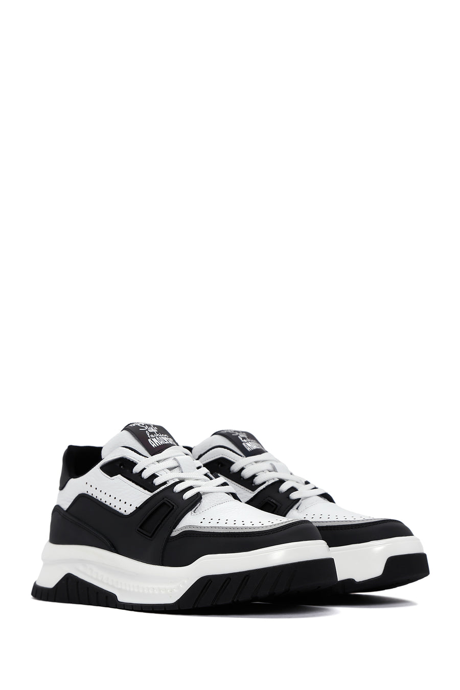 Erkek Beyaz Deri Kalın Tabanlı Sneaker