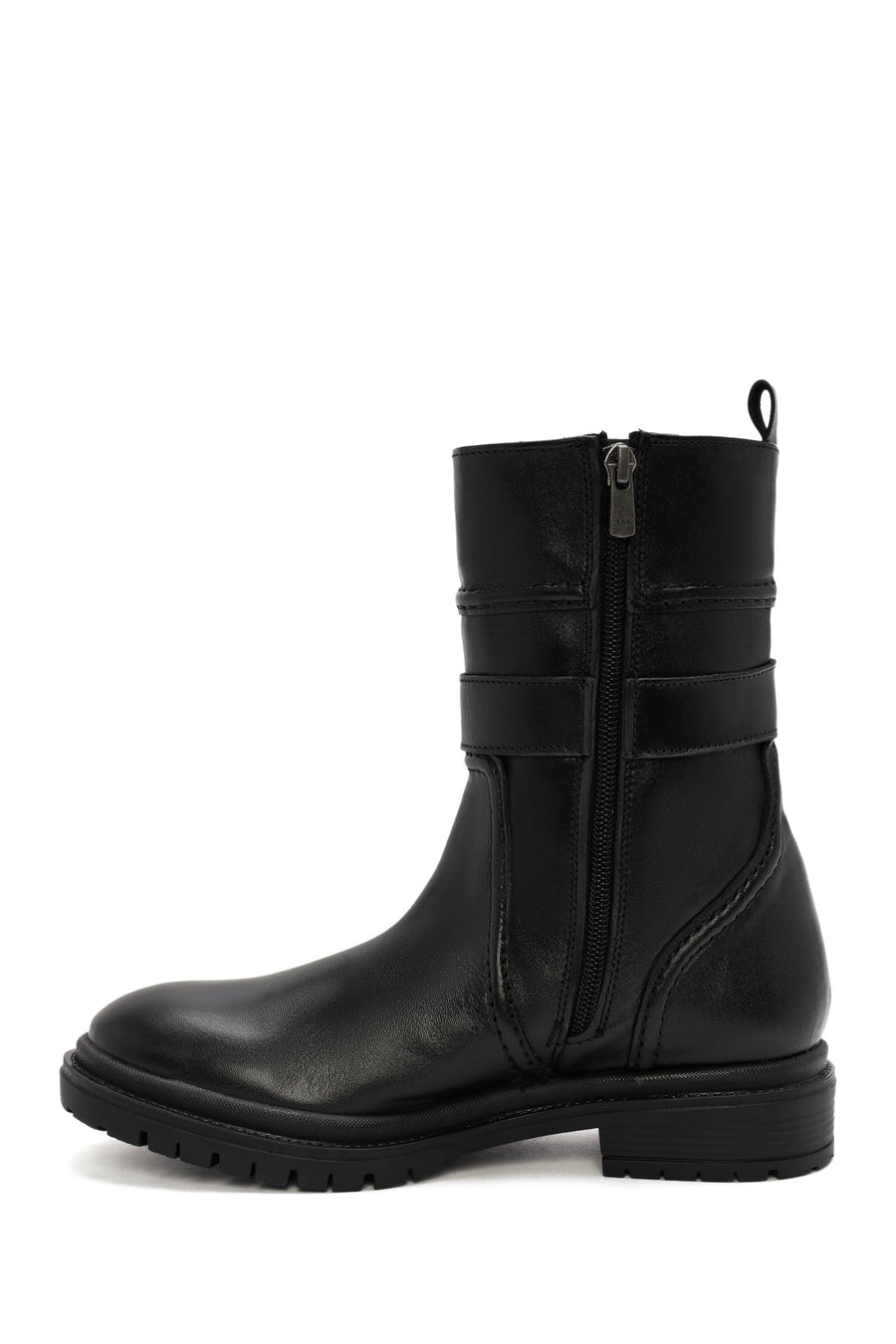 Women's Black Zippered Leather Boots