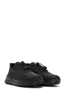 Men's Black Thick-Soled Leather Sneaker | Derimod