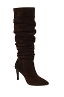 Kadın Kahverengi İnce Topuklu Süet Deri Çizme | Derimod