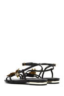 Women's Black Ankle Buckle Stoned Sandals | Derimod