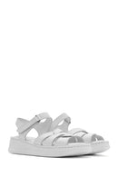 Women's White Strappy Thick Soled Leather Comfort Sandals | Derimod