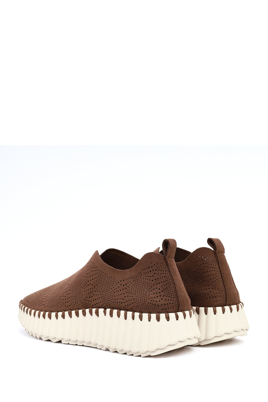 Woman Brown Thick-Soled Patterned Suede Comfort Shoe