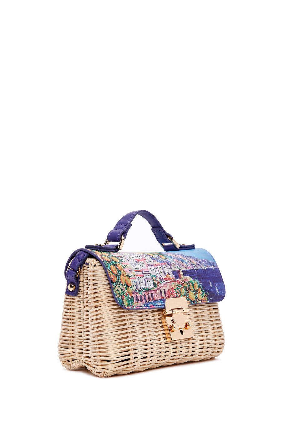 Women's Multi-Colored Long Strap Straw Crossbody Bag