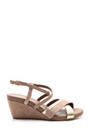 Women's Wedge Heeled Suede Sandals | Derimod