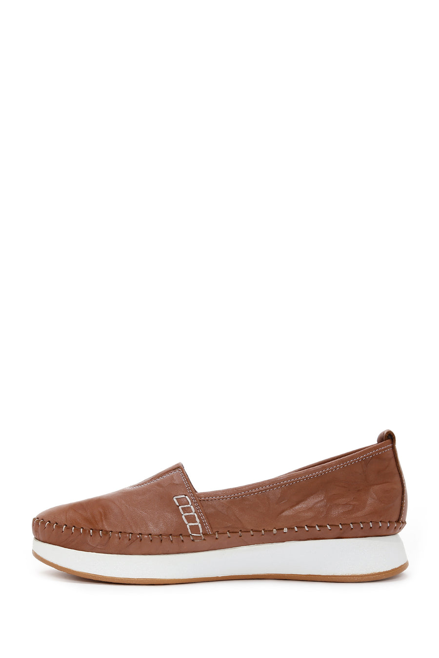 Women's Tan Thick Soled Leather Comfort Loafer