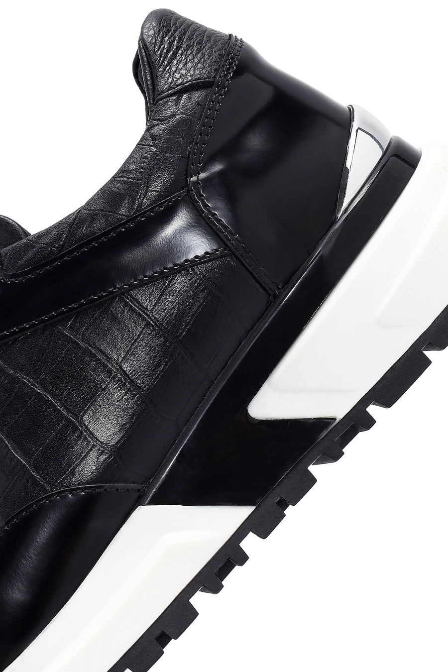 Erkek Siyah Bağcıklı Deri Sneaker