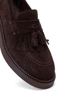 Woman Brown Tasselled Suede Loafer | Derimod