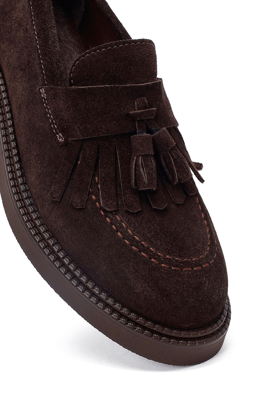 Woman Brown Tasselled Suede Loafer