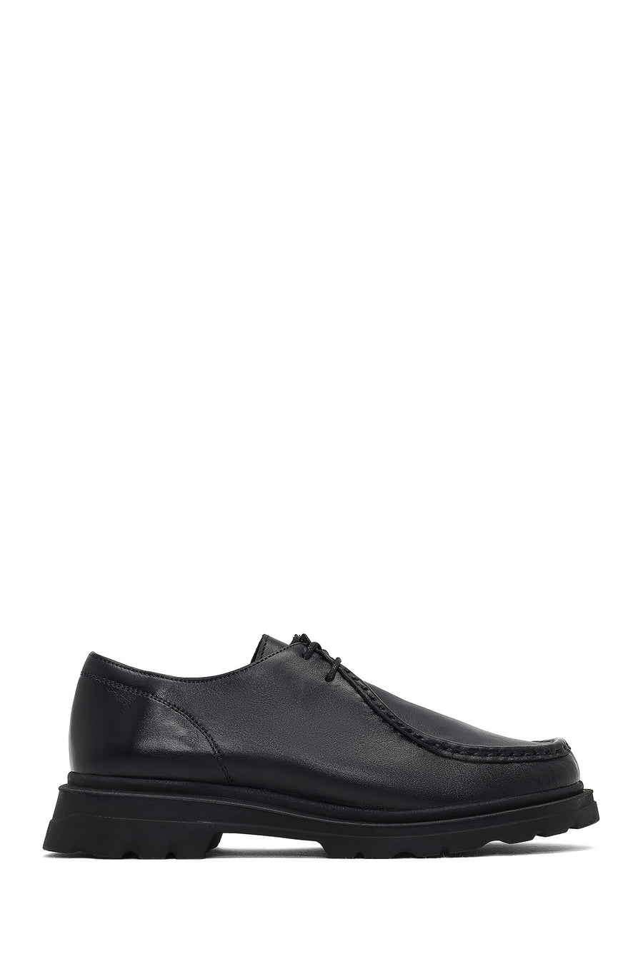 Woman Black Lace-up Leather Masculine Shoes 25AFD420018 | Derimod