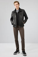 Mateo Men's Black Leather Jacket | Derimod