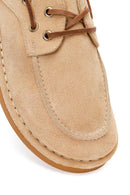 Women's Beige Suede Leather Slippers | Derimod