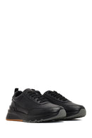 Male Black Lace-Up Thick-Soled Leather Sneaker | Derimod
